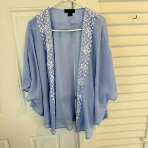 Steve Madden lightweight embroidered open front kimono One size fits most