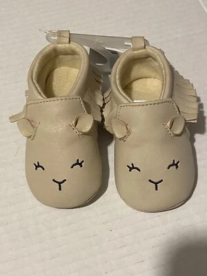 Carter’s Child of Mine 3-6 months beige baby girl shimmer moccasin shoes NEW - Image 1 of 4