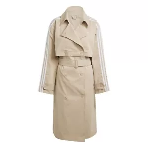 adidas Originals Retro Logo Twill Coat Oversize Trench Long Jacket Size Medium - Picture 1 of 7