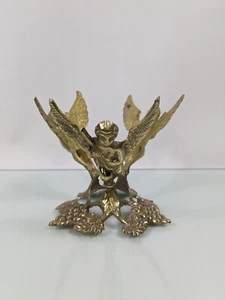 Vintage Unique / Brass 3 Angel Cherub Grapes Bowl Holder, Ball, or Centerpiece. - Picture 1 of 11