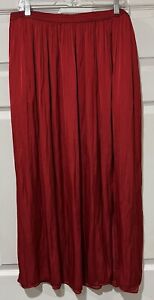 NWOT J.Crew Size 14 Side Slit Pockets Featherweight Satin Maxi Skirt Ruby Red