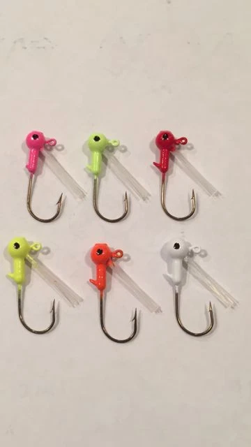 10 pack 1/16 Weedless Painted Crappie Jig Heads with Eyes - Image 1 of 1