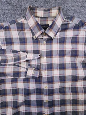 Scott Barber Men's XL Multicolor Plaid Long Sleeve Button Up Shirt 100% Cotton - Image 1 of 4