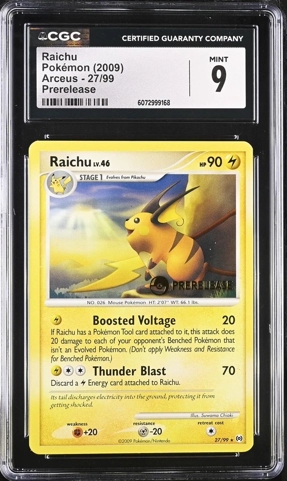 CGC 9 MINT Raichu 2009 Arceus 27/99 Prerelease Pokemon Card - Image 1 of 2