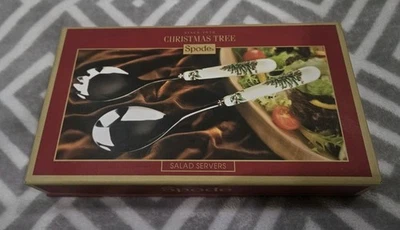 NEW Spode Christmas Tree Salad Servers Serving Set Portmeirion Spoon Fork NIB - Image 1 of 4