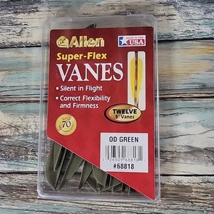 Allen 5" Super Flex Vanes 12 Pack OD Green #68818 Arrow USA Vintage Bogenschießen - Bild 1 von 2