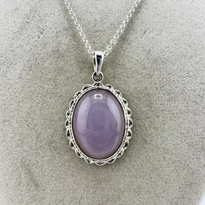 "Collar colgante de 18"" con bisel relleno de plata de ley 925 cabujón de jadeíta púrpura" - Imagen 1 de 8