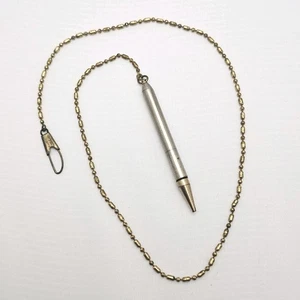 Vintage goldfarbener Bleistift Anhänger Perlen Chatelaine Strichpunkt Kette 19" - Bild 1 von 8