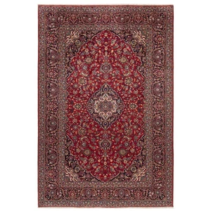 Kashan 343x243 cm Handgeknüpfter Perserteppich Wolle Orient Rot Carpet Rug Fine - Picture 1 of 11