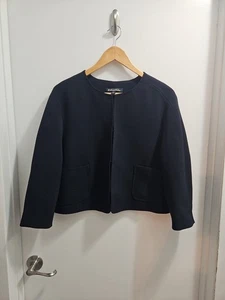 Brooks Brothers Long Sleeve Lined Cropped Blazer Dark Navy Blue Women's Size 14 - Picture 1 of 7