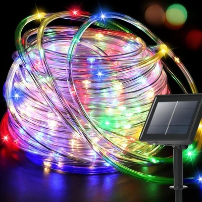 Solar powered 50/100 LEDS Fairy String Rope Lights strip Outdoor garden patio - Image 1 of 4