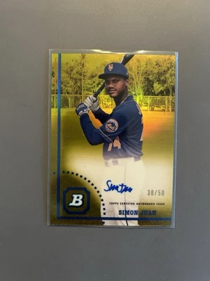 2022 Bowman Heritage Chrome SIMON JUAN Gold AUTO 38/50 RC,Prospect New York Mets - Image 1 of 4