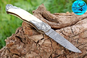 CUSTOM HAND MADE FORGED DAMASCUS STEEL FOLDING BLADE POCKET KNIFE 848 - Picture 1 of 5