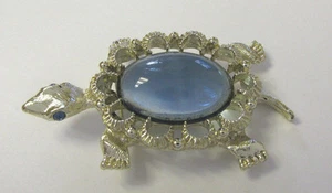 SPILLA TARTARUGA PANCIA GELATINA MOD LUCITE VINTAGE ANNI 60 BLU ARGENTO VERDE - Foto 1 di 6