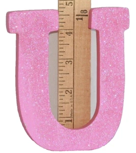 Typewriter Font Upper Case Letter U * 4 3/4" High * Glitter Pink - Picture 1 of 7