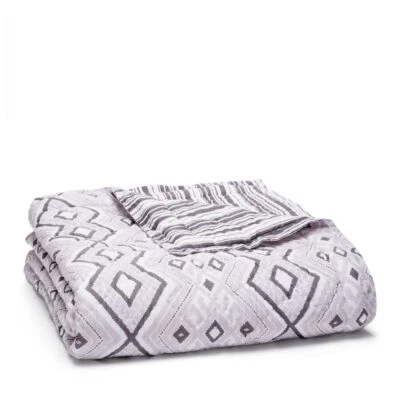 JOHN ROBSHAW GINAH GEOMETRIC STRIPES VIOLET AMETHYST TWIN QUILT COVERLET BLANKET - Image 1 of 4