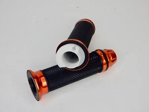 RACING THROTTLE GRIP SET SCOOTER 50cc & 150cc GY6 (7/8 , 22mm) *ORANGE - BLACK* - Picture 1 of 6