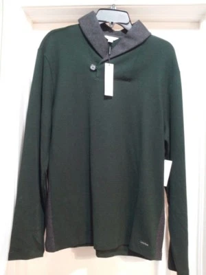 Suéter grande para hombre Calvin Klein botón cuello en V 100 % algodón verde/gris-nuevo con etiquetas Foto 1 de 3