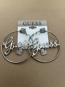 Guess Silver-Tone Large Hoop Earrings - Picture 1 of 5