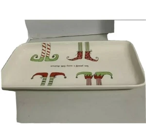 Rae Dunn by Magenta Elf Feet CHRISTMAS CHEER Rectangular Plate Home Decor - Picture 1 of 8