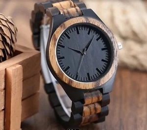 Ebony And Zebra Wood Watch - Picture 1 of 3