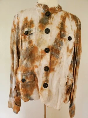 NEW linen blazer jacket brown beige white tan khaki equestrian safari coat large - Image 1 of 3