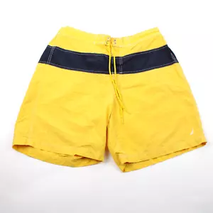 Vtg Nautica Swim Trunks Yellow Board Shorts Size Large Cotton & Nylon - Picture 1 of 9