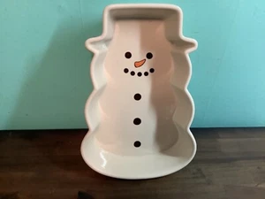 Nantucket White Snowman Dish Holiday Decor Candy/Nut Oven Safe Baking Dish - Picture 1 of 9