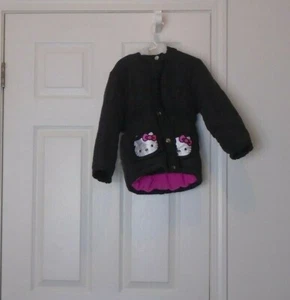 Hello Kitty Kid Girl Faux Fur Hooded Puffer Jacket Coat Parka sz 4 - Picture 1 of 3