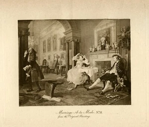 Hogarth MARRIAGE A-LA-MODE 2 Tete a Tete 1891 impresión artística vintage - Imagen 1 de 3