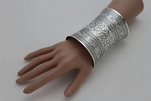 Sexy Mujeres Largo Plata Metal Pulsera Pulsera Moda Joyería Filigrana Bulento - Imagen 1 de 12