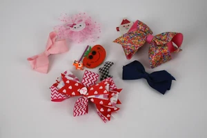 Mix Lot of 9 Holiday Hair Bows, Barrettes & Clips Halloween, Valentine, Easter - Picture 1 of 2