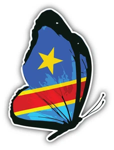 Congo Flag Butterfly Car Bumper Sticker Decal 4'' x 5'' - Picture 1 of 1