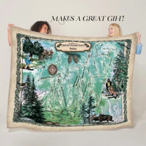 Manta de lana suave y esponjosa para esquí Whitefish mapa antiguo de Montana - Imagen 1 de 12
