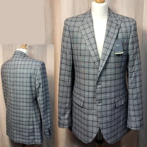 M&S Slim Fit CHECKED Blazer JACKET ~ Size 42 Short ~ GREY Mix - Picture 1 of 7
