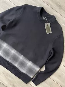 ALL SAINTS INK NAVY PLAID "BARRA" CREW JUMPER SWEATER TOP - XS - NEW & TAGS £148 - Picture 1 of 12