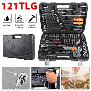 121tlg Steckschlüssel Satz Knarrenkasten Ratschenkasten Werkzeugkist  Lagerung - Bild 1 von 12