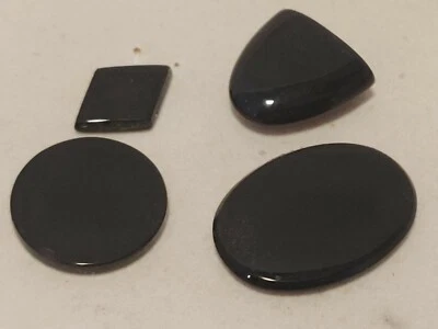 31 Carat Natural Black Onyx Gemstone Assorted Lot of 4 Stones - Image 1 of 3