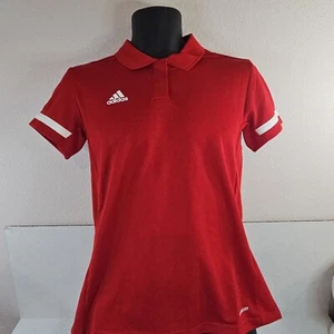 Adidas Women's S T19 Polo Golf Shirt Solid Short Sleeve Aeroready Primegreen Red - Picture 1 of 14
