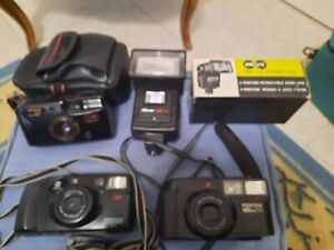 LOT OF 3 VINTAGE 35MM CAMERAS AND TW0 ELECTRONIC FLASHES
