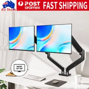 Monitor Dual Arm Stand Steel Display Desk Mount Bracket Screen Holder up to 35'' - Picture 1 of 16