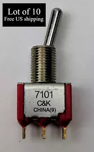C&K 7101 Mini Toggle Switch SPDT On-On 5A 120VAC Panel Mount 10-Pack - Picture 1 of 6