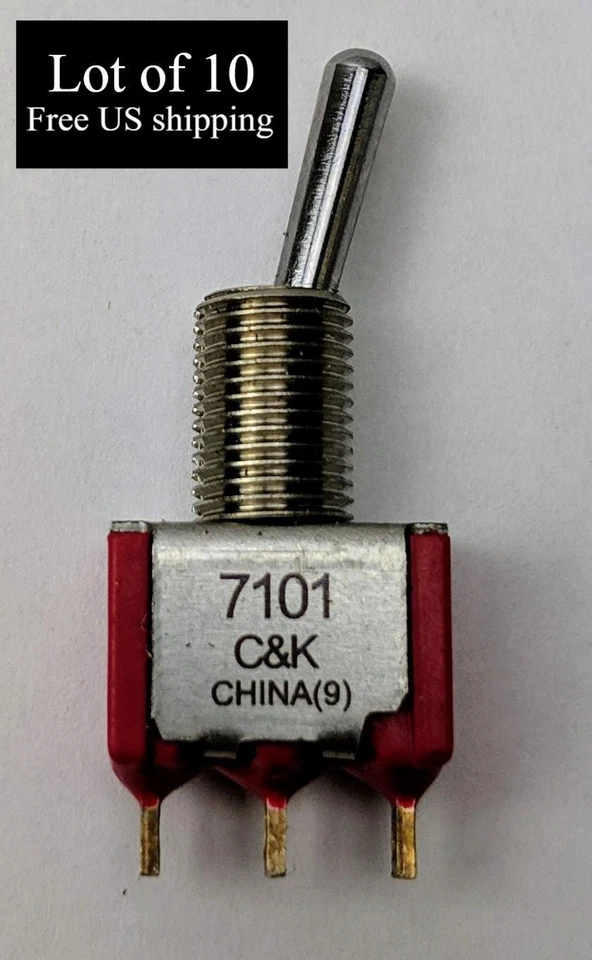 C&K 7101 Mini Toggle Switch SPDT On-On 5A 120VAC Panel Mount 10-Pack - Image 1 of 4