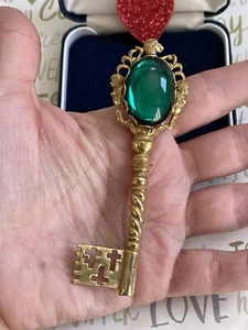 Miriam Haskell brooch large key green glass Vintage 1950s Rare - Picture 1 of 11