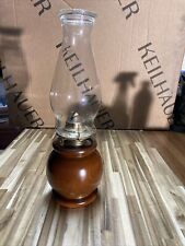 Vintage Kaadan Ltd Oil Lamp Home Sweet Home Globe Wood Base Metal Canister 15"