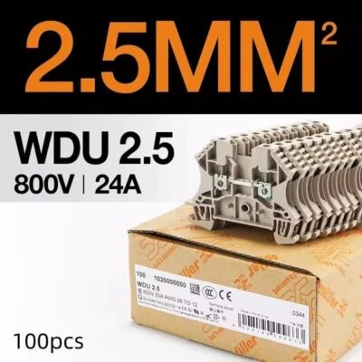 100pcs/Box Weidmuller Plug-in Type Terminal 1020000000 WDU2.5 - Image 1 of 4