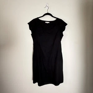 Eliot Women's Silk Dress 2 Short Scallop Sleeve Black Elastic Waist READ* - Picture 1 of 9