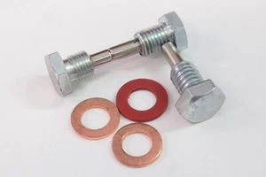 Magnetic drain plug set w washers for sump oil tank & gearbox Norton Commando 3 - Picture 1 of 3