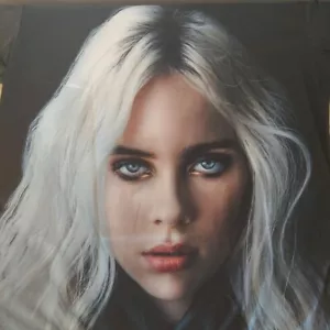 Billie Eilish Polyester T-shirt Size Large Printed On Both Sides - Picture 1 of 5