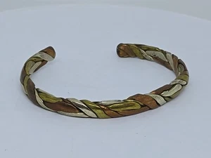 Hand Crafted 3 Metal Cuff Bracelet. Brass, Copper & Silver Tone Metal Healing?  - Picture 1 of 13